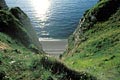  Normandie littoral falaise végétation été plage galets Etretat Manche rivages côte mer 
