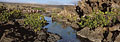 (Panoramique X-pan) groupe touristes visite île parc national guide naturaliste obligatoire Genovesa mangrove tourisme Galapagos 