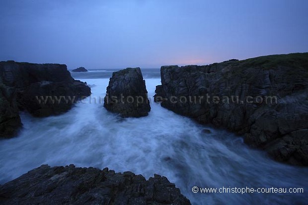 Storm at the Quiberon Peninsula, Port Bara. Brittany.